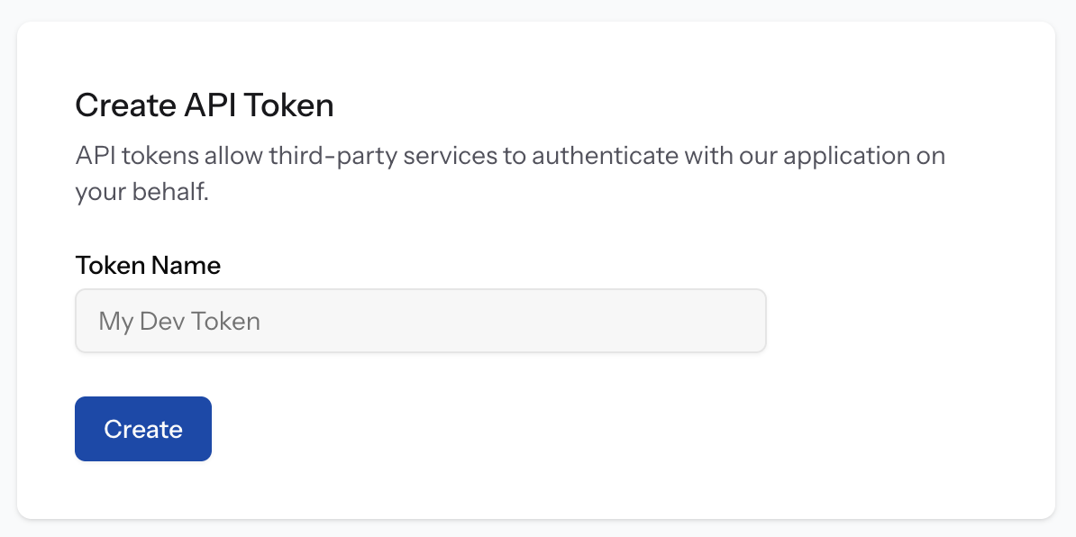 API keys page in TRYDOKU